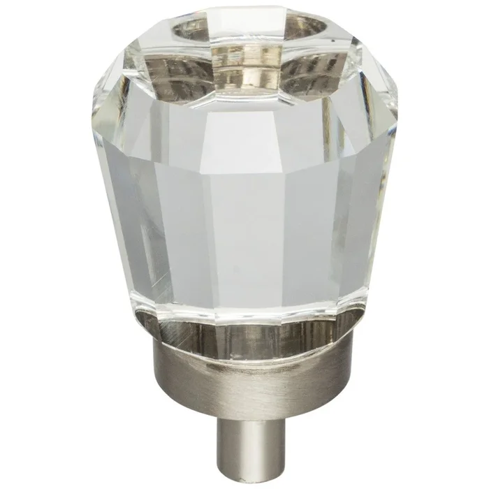 1 ” Overall Length Satin Nickel Faceted Glass Harlow Cabinet Knob