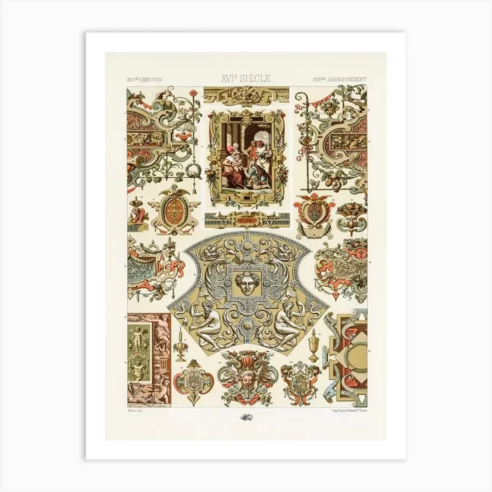 16th Century Pattern, Albert Racine 2 Art Print by Fy! Classic Art Prints and Posters