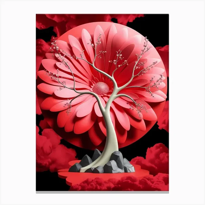 3d Red Tree Canvas Print by Art shop