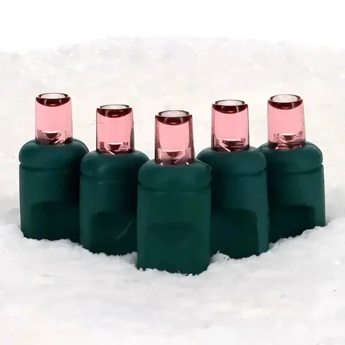 50 5mm Pink LED Christmas Lights, 4 ” Spacing