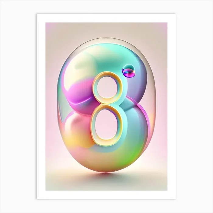 8, Number, Education Bubble Rainbow 1 Art PrintAA by Artful ABCs