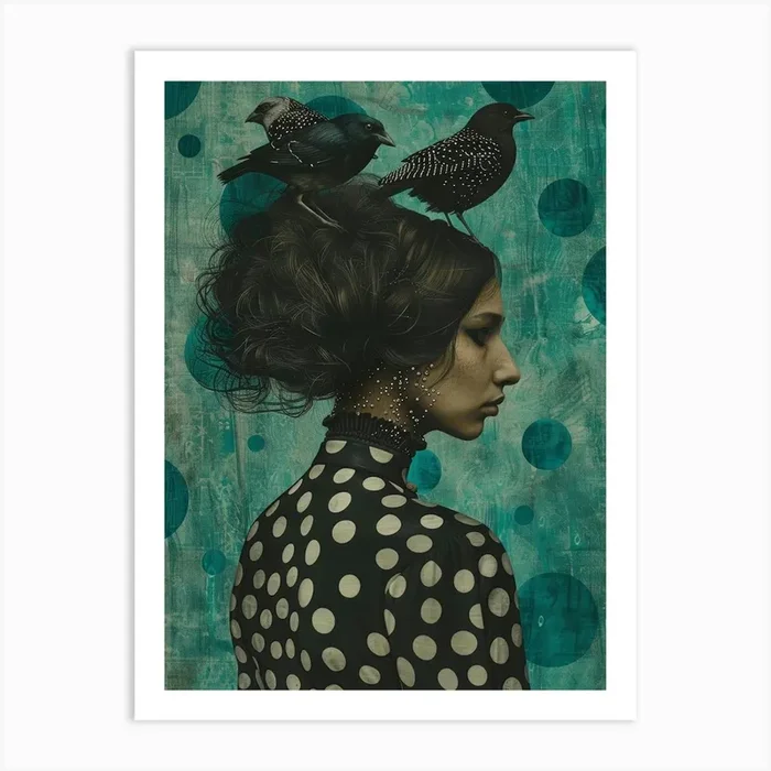 ‘Birds On The Head’ 1 Art Print by Moving Clouds Art