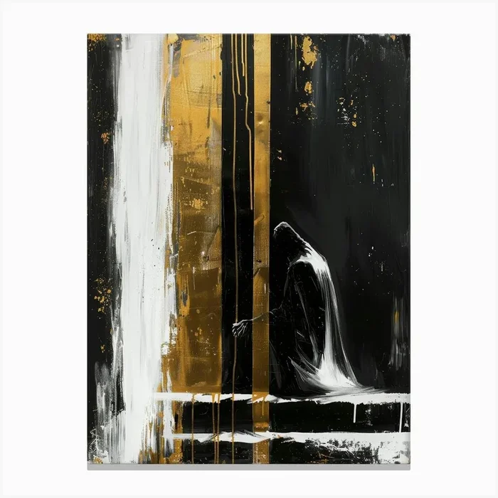 ‘Black And Gold’ 17 Canvas Print by Moving Clouds Art