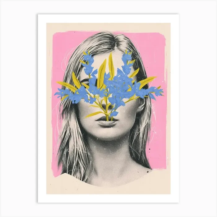 ‘Blue Flowers’ 5 Art Print by Moving Clouds Art
