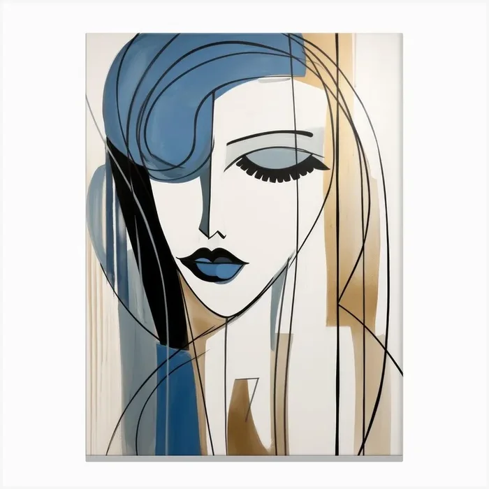 ‘Blue Woman’ 1 Canvas Print by Moving Clouds Art