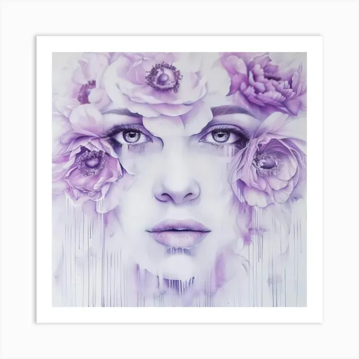 ‘Purple Roses’ 1 Art Print by Moving Clouds Art