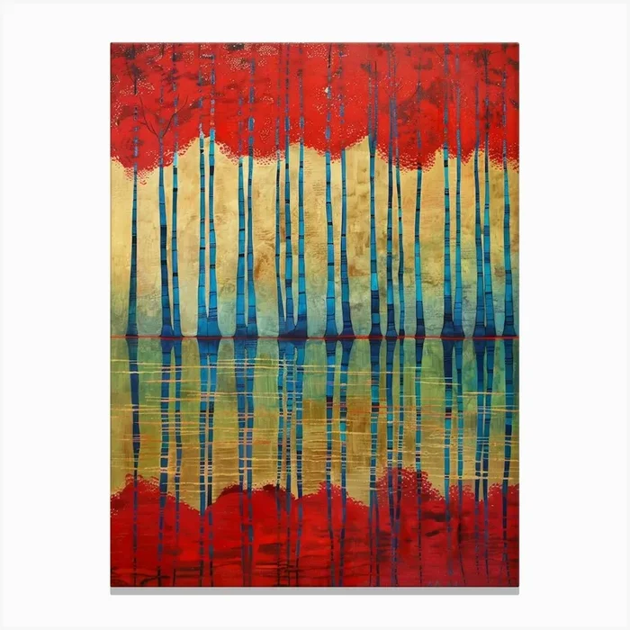 ‘Red Trees’ Canvas Print by Moving Clouds Art