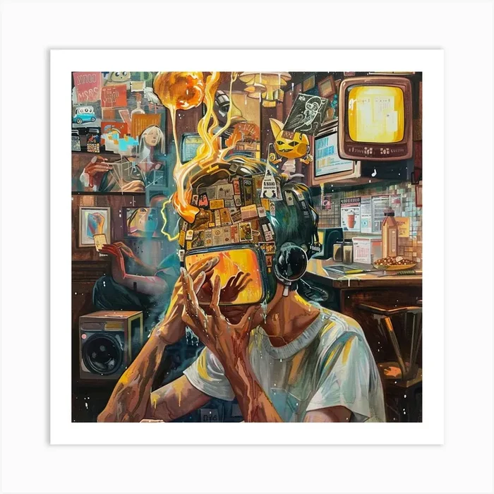 ‘Virtual Reality’ Hand Drawn Sketch Art Print by ThatWorksMedia
