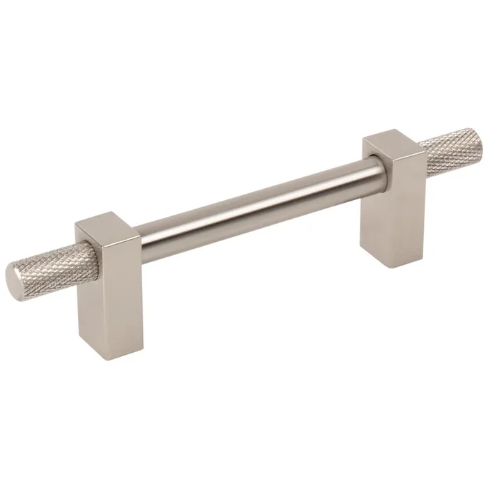 96 mm Center-to-Center Satin Nickel Larkin 4 Knurled Ends Cabinet Bar Pull