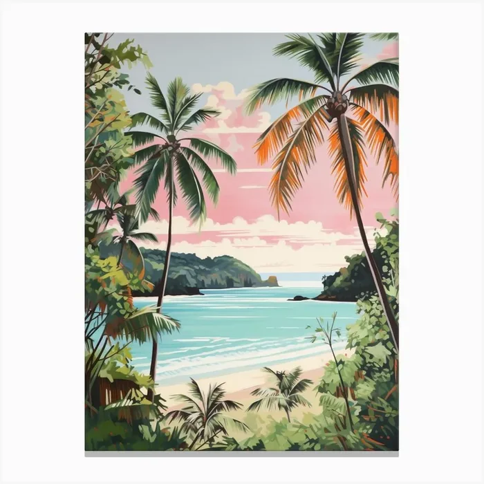 A Canvas Painting Of Anse Lazio, Praslin Seychelles 1 Canvas Print by Sand & Surf Prints