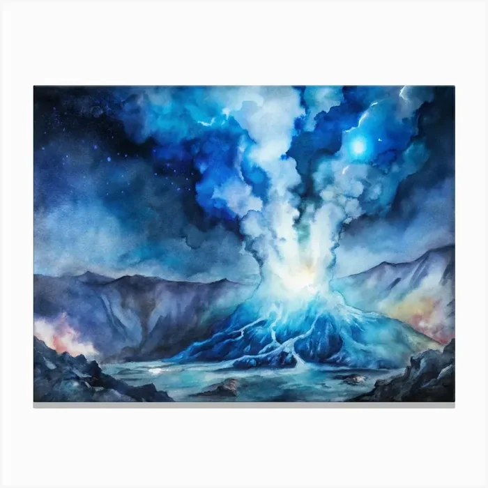 A Dramatic Poster Of The Blue Fire Phenomenon From Canvas Print by Posterly Studio home decor