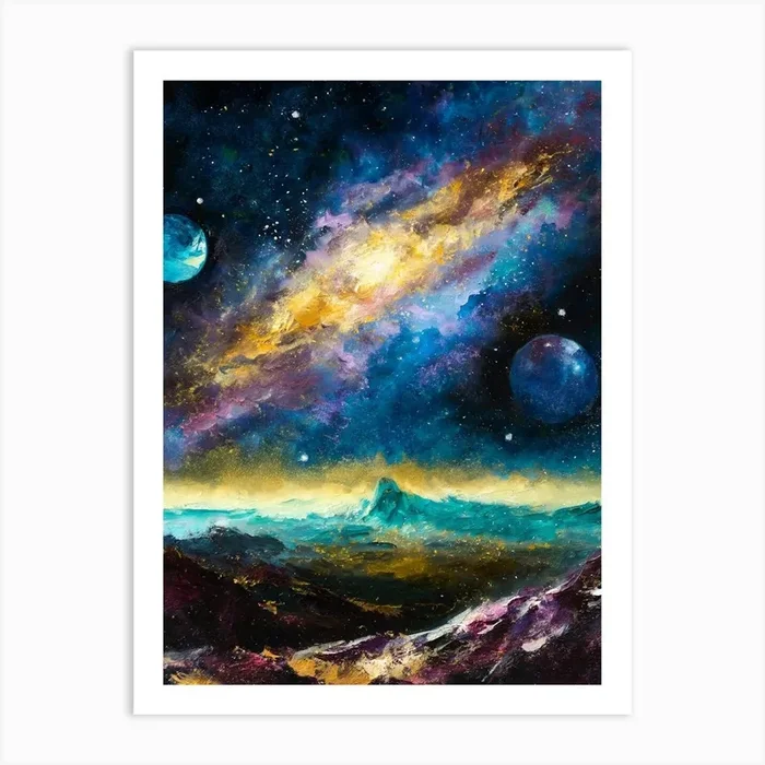 A Galaxy View From The Surface Of An Alien Planet 1 Art PrintAB by Art Boutique
