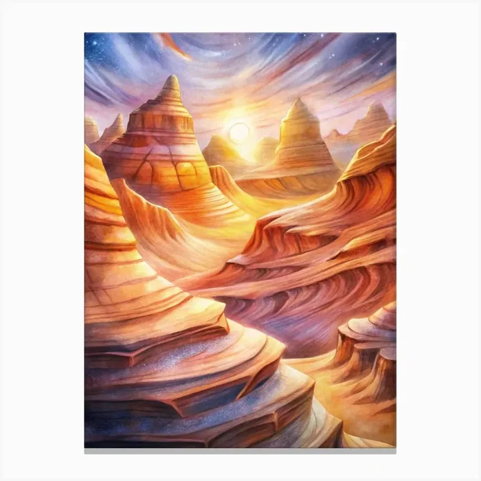 A Glowing Depiction Of The Wave Sandstone Formatio (1) Canvas Print by Posterly Studio home decor
