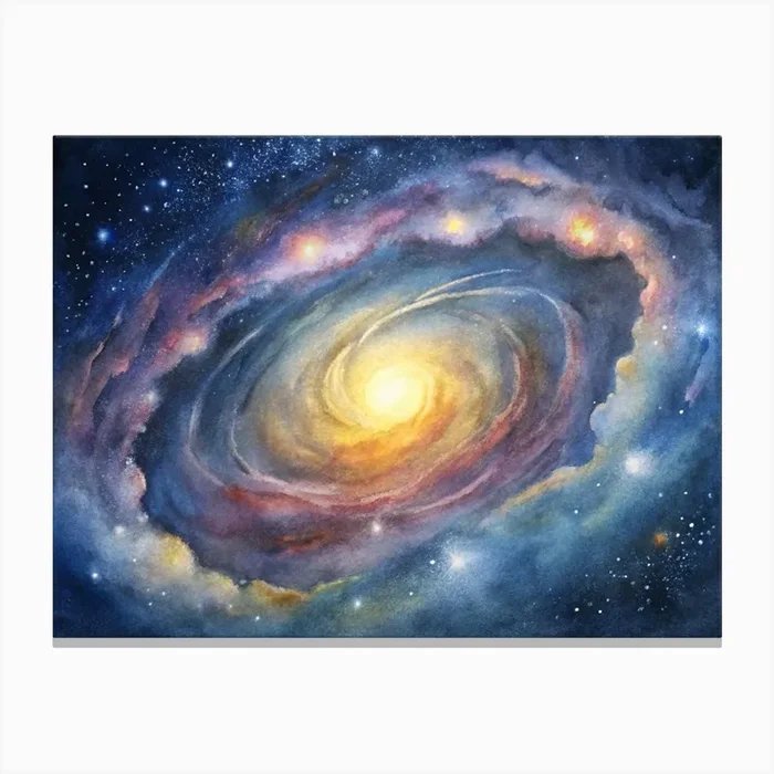 A Glowing Image Of A Spiral Galaxy Captured Throug (1) Canvas Print by Posterly Studio home decor