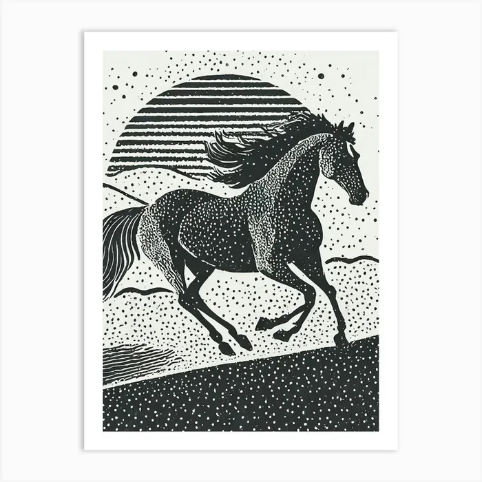 A Horse Galloping Across An Open Field Art PrintAB by Art Boutique