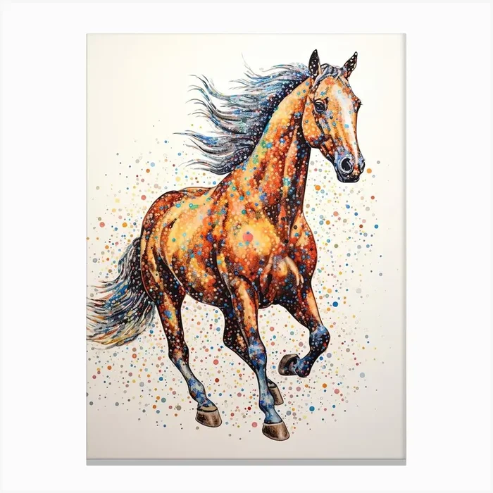 A Horse Painting In The Style Of Pointillism 2 Canvas Print by Equine Masterpieces