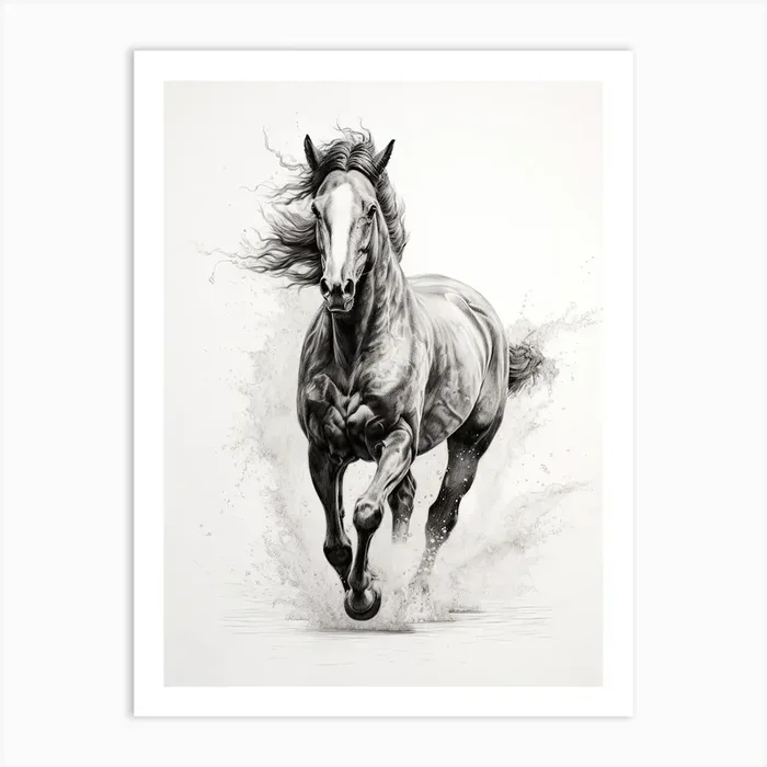 A Horse Painting In The Style Of Stippling 1 Art Print by Equine Masterpieces
