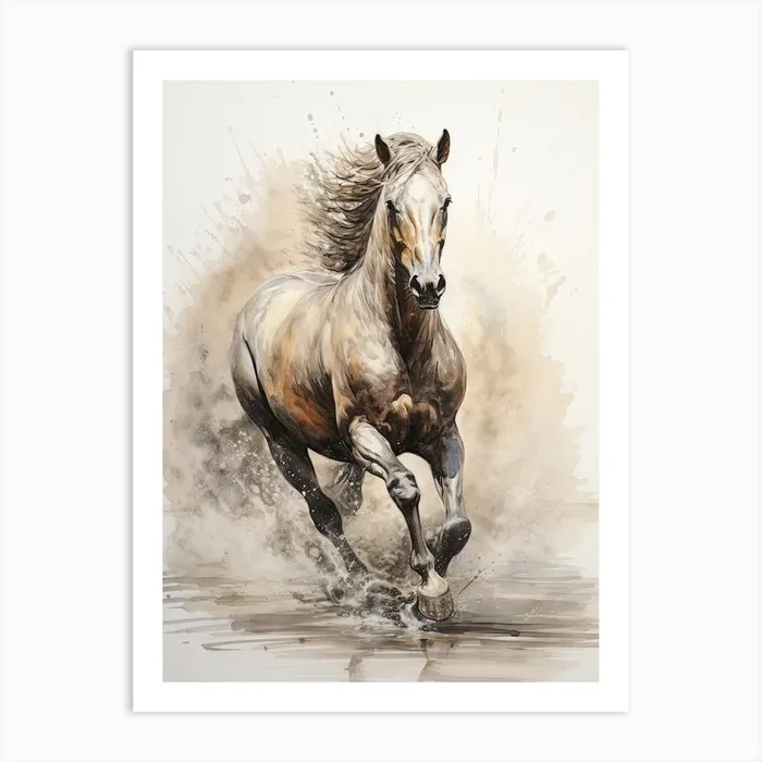 A Horse Painting In The Style Of Wash Technique 1 Art Print by Equine Masterpieces