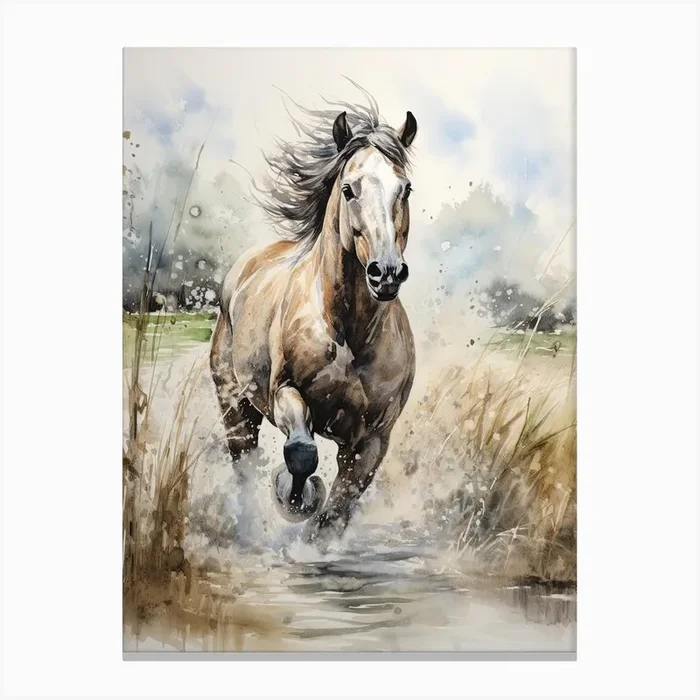 A Horse Painting In The Style Of Watercolor Painting 1 Canvas Print by Equine Masterpieces