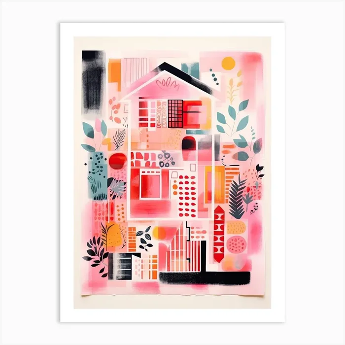 A House In London, Abstract Risograph Style 4 Art Print by Vintage Ink