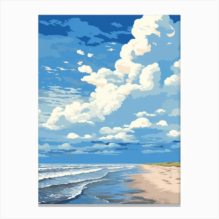A Screen Print Of Formby Beach Merseyside 2 Canvas Print by Sand & Surf Prints