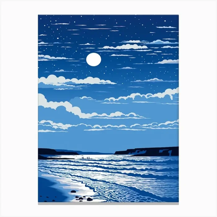 A Screen Print Of Hayle Towans Beach Cornwall 3 Canvas Print by Sand & Surf Prints