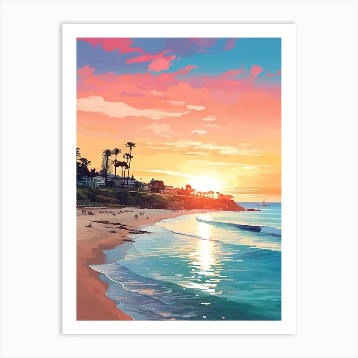 A Vibrant Painting Featuring Cottesloe Beach Australia 2 Art Print by Sand & Surf Prints