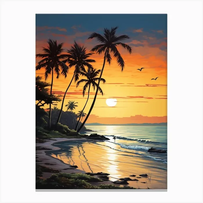 A Vibrant Painting Of Eagle Beach Aruba 3 Canvas Print by Sand & Surf Prints