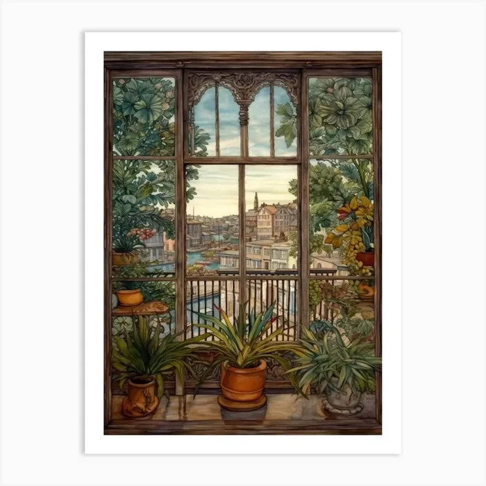 A Window View Of San Francisco In The Style Of Art Nouveau 2 Art Print by Urban Vistas