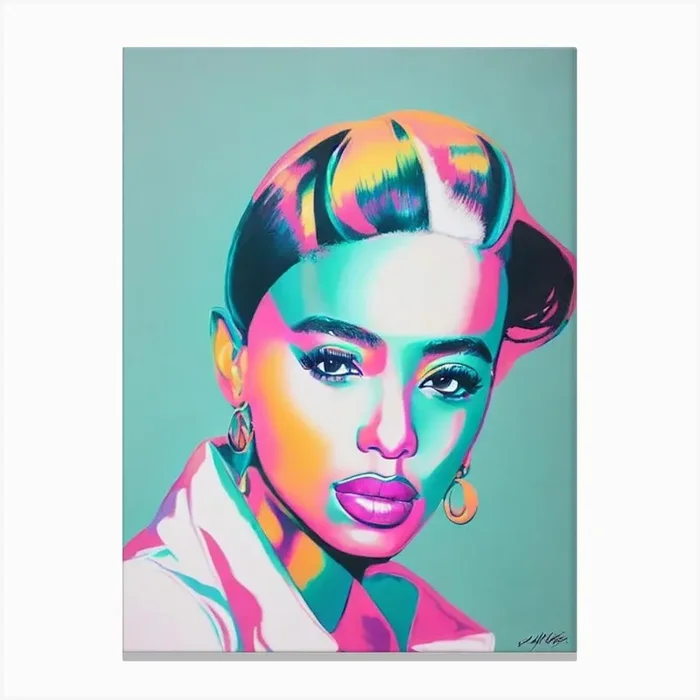 Aaliyah Colourful Illustration Canvas Print by The Music Lab
