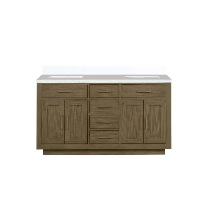 Abbey 60 in W x 22 in D Grey Oak Double Bath Vanity and Cultured Marble Top