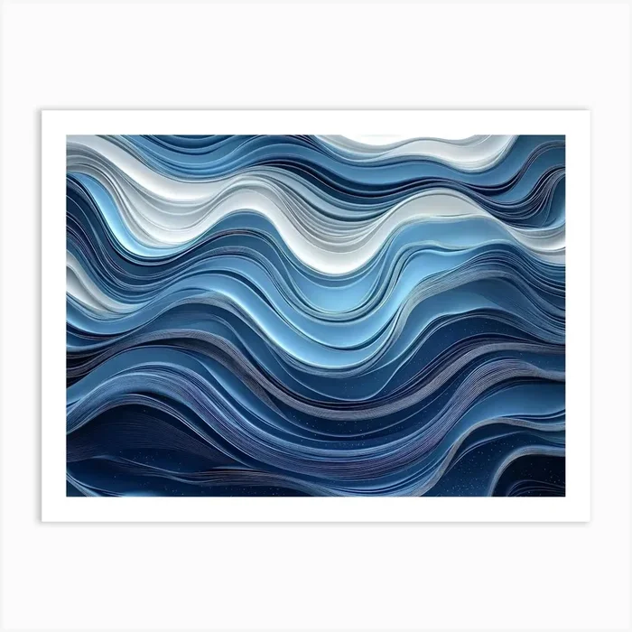 Abstract Background With Blue Waves Art Print by Divine Studio