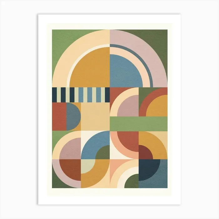 Abstract Bauhaus Geometry Sophisticated cosy Autumn Art Print by Dominique Vari