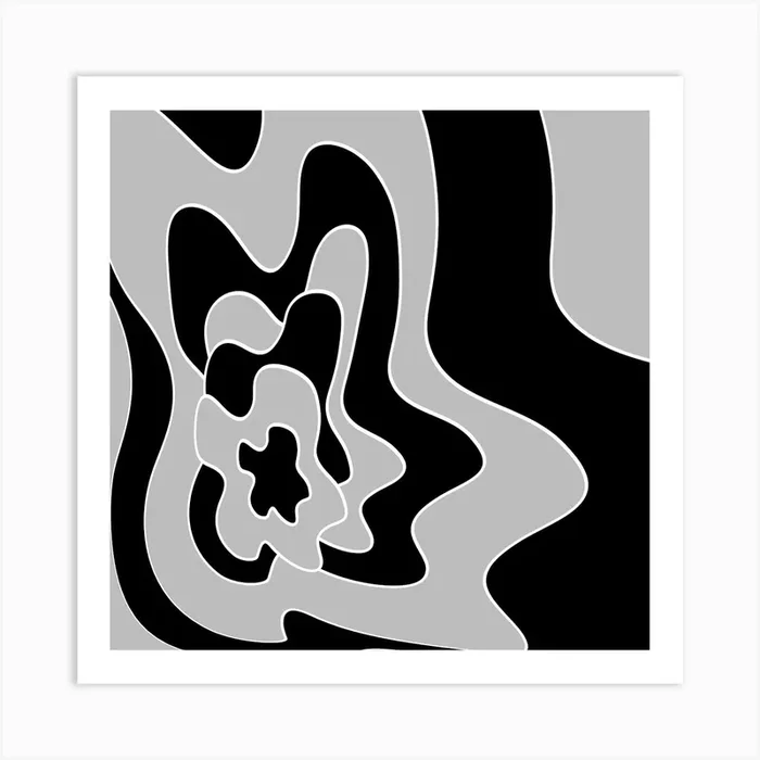 Abstract Black And White Painting Art PrintKA by K.S ART