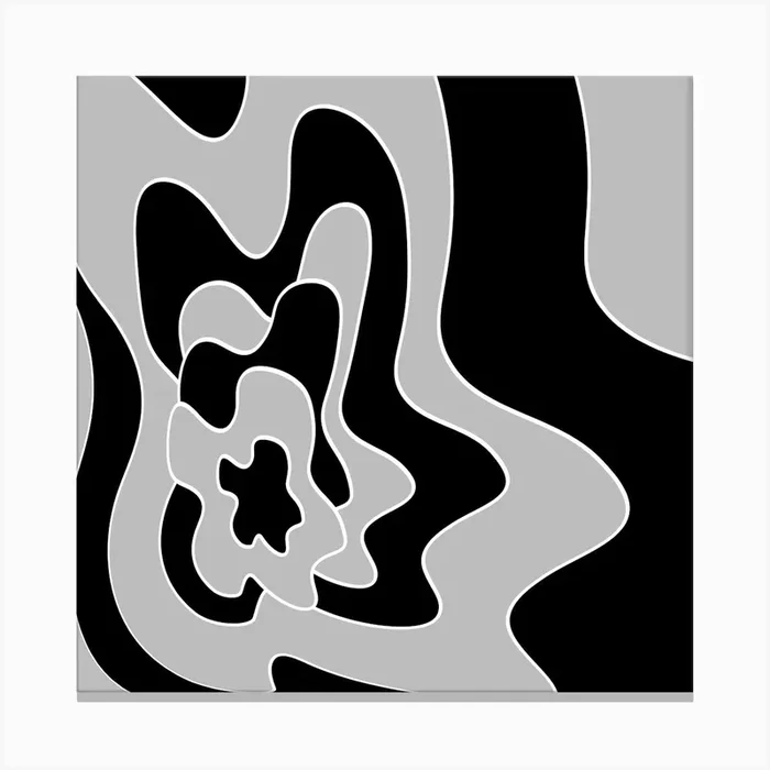 Abstract Black And White Painting Canvas PrintKA by K.S ART