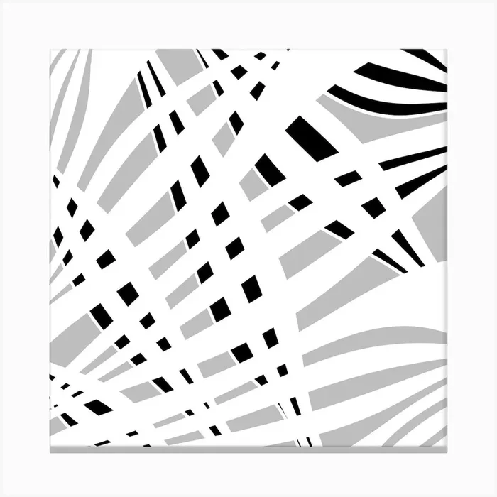 Abstract Black And White Pattern 2 Canvas PrintKA by K.S ART