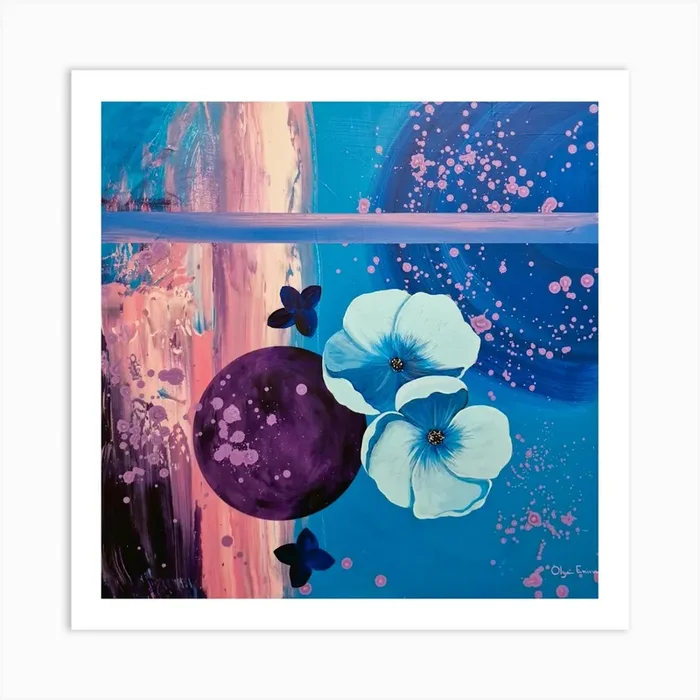Abstract Blue Flowers Art Print by Olya Enina