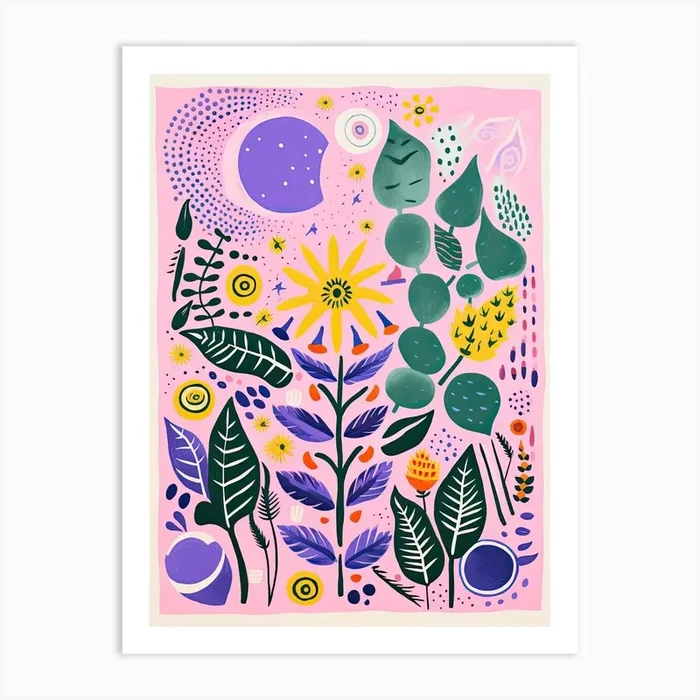 Abstract Botanical Risograph Style 15 Art Print by Vintage Ink