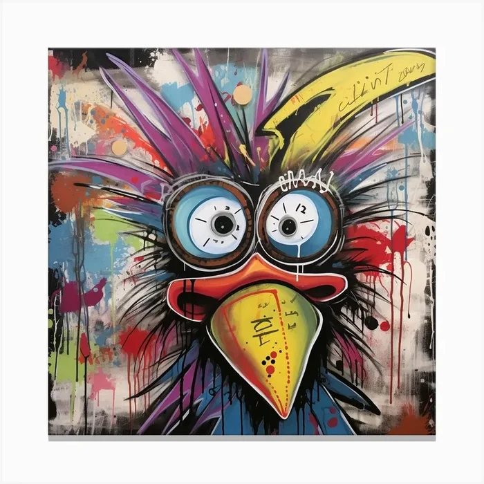 Abstract Crazy Whimsical Rooster Canvas Print by DBmedia