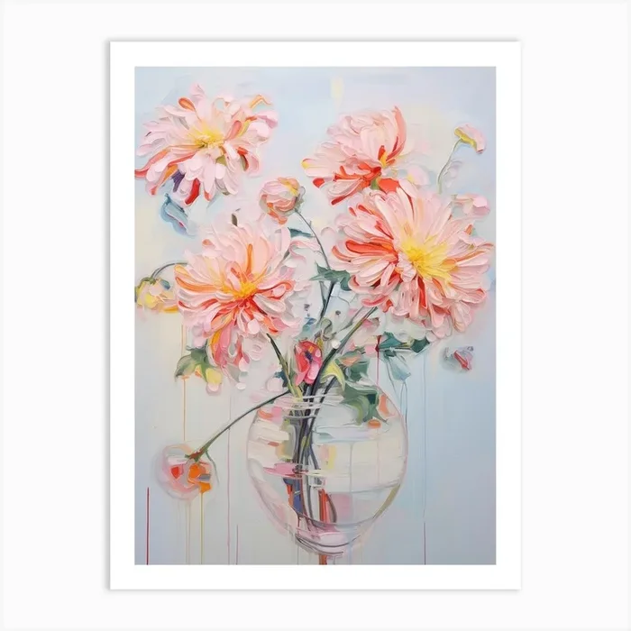 Abstract Flower Painting Chrysanthemum 2 Art Print by Botanic Studio