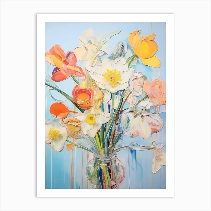 Abstract Flower Painting Daffodil 1 Art Print by Botanic Studio