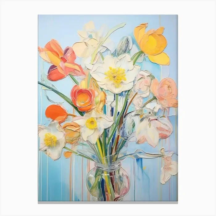 Abstract Flower Painting Daffodil 1 Canvas Print by Botanic Studio