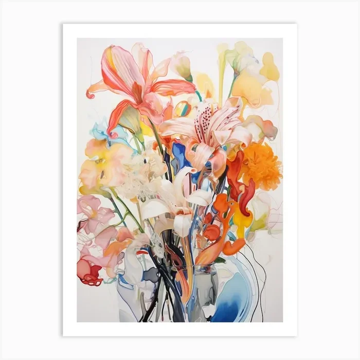 Abstract Flower Painting Lily 5 Art Print by Botanic Studio