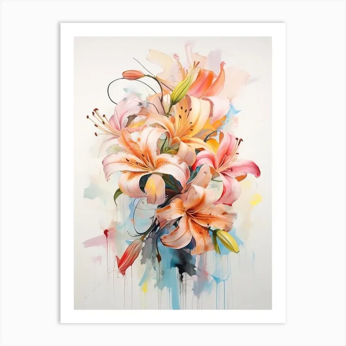 Abstract Flower Painting Lily 7 Art Print by Botanic Studio