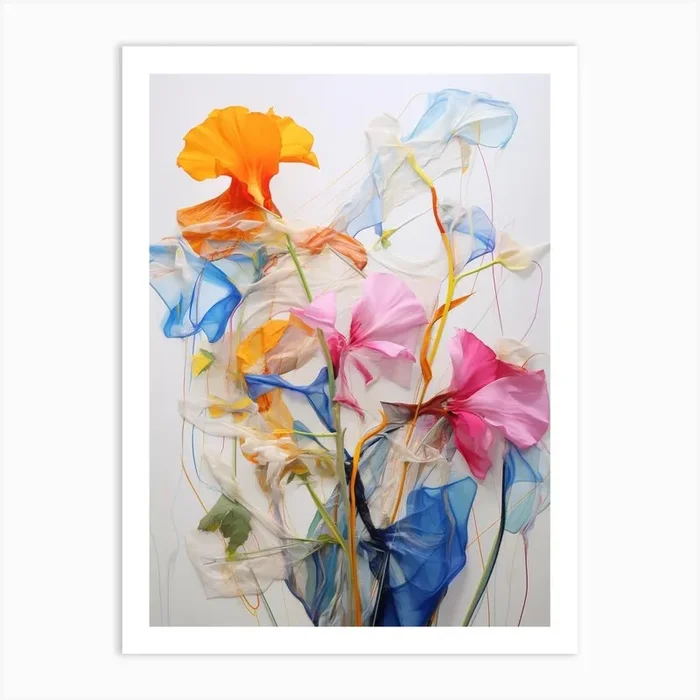 Abstract Flower Painting Morning Glory 2 Art Print by Botanic Studio
