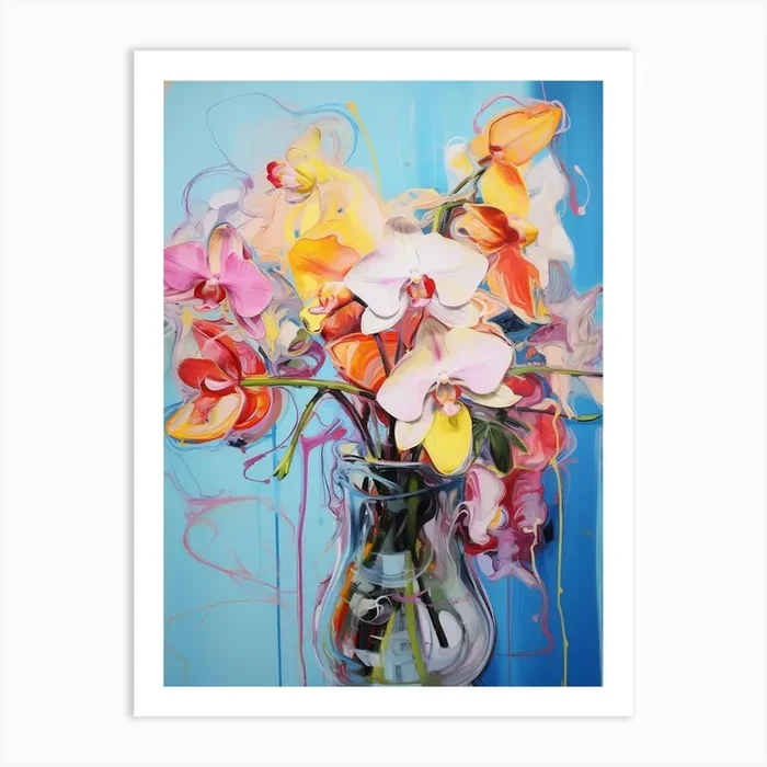 Abstract Flower Painting Orchid 2 Art Print by Botanic Studio
