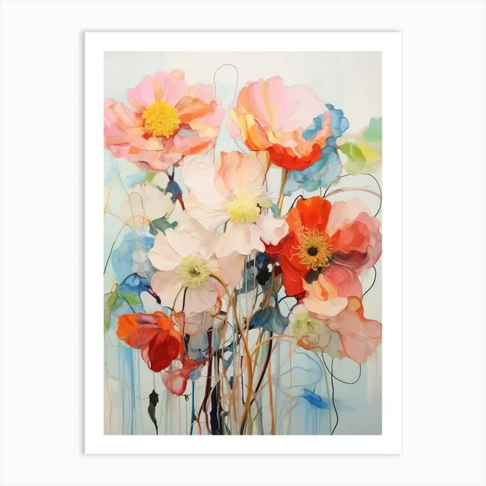Abstract Flower Painting Poppy 2 Art Print by Botanic Studio