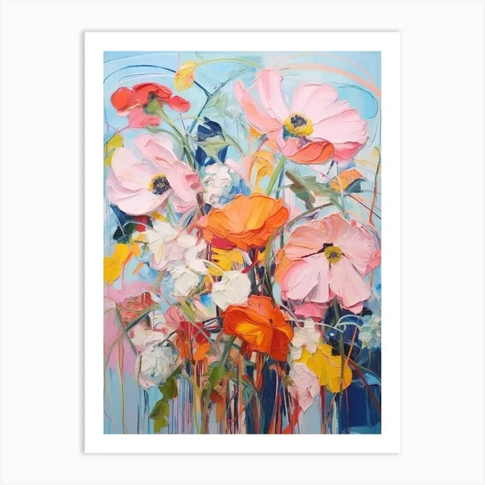 Abstract Flower Painting Poppy 3 Art Print by Botanic Studio