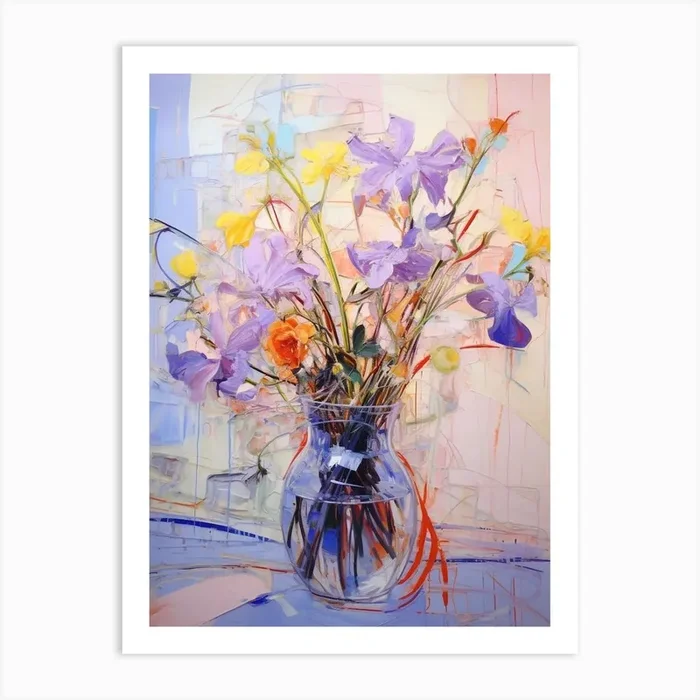 Abstract Flower Painting Purple Flower Art Print by Botanic Studio