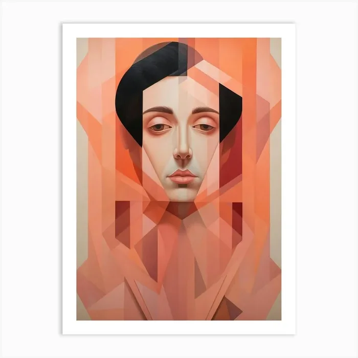 Abstract Geometric Lady Portrait 24 Art Print by Abstract Art Expressions